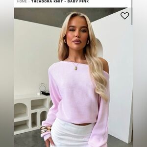 That’s so fetch Women's Off-Shoulder Pink Sweater